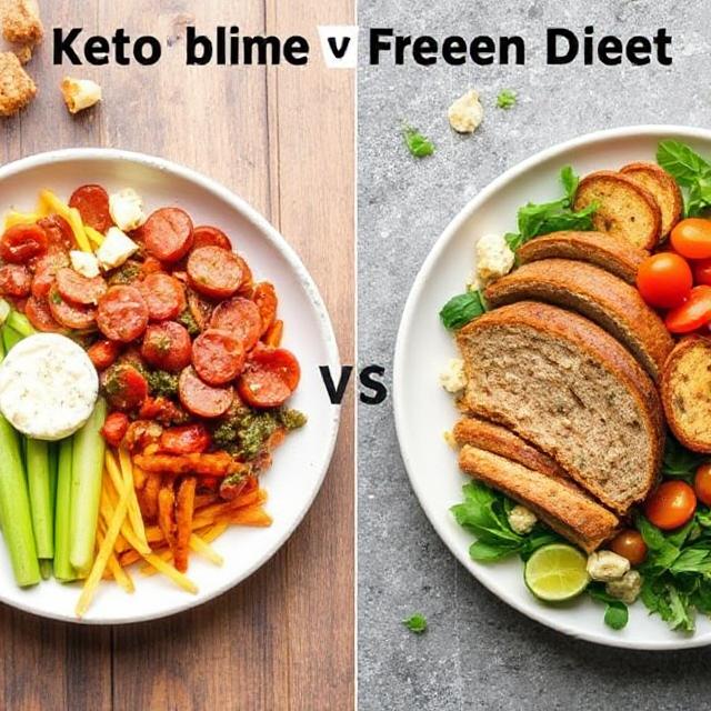 Keto vs Gluten-Free: Which Diet is Best for Heart? (Science-Backed Guide) 2 Comparison of Keto vs Gluten-Free for heart health with foods like avocado, salmon, quinoa, and vegetables around a heart symbol